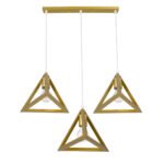 GLOBOSTAR® TRIANGLE 00625 Μοντέρνο Κρεμαστό Φωτιστικό Οροφής με Ντουί 3 x E27 AC 220-240V IP20 - Χρυσό - Μ70 x Π22 x Y130cm - Image 5