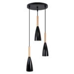 GLOBOSTAR® DILLON 00626 Μοντέρνο Κρεμαστό Φωτιστικό Οροφής με Ντουί 3 x E27 AC 220-240V IP20 - Μαύρο & Μπεζ - Μ26 x Π26 x Υ130cm - Image 3