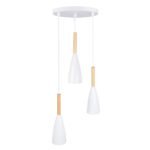 GLOBOSTAR® DILLON 00627 Μοντέρνο Κρεμαστό Φωτιστικό Οροφής με Ντουί 3 x E27 AC 220-240V IP20 - Λευκό & Μπεζ - Μ26 x Π26 x Υ130cm - Image 4