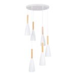 GLOBOSTAR® DILLON 00629 Μοντέρνο Κρεμαστό Φωτιστικό Οροφής με Ντουί 6 x E27 AC 220-240V IP20 - Λευκό & Μπεζ - Μ52 x Π52 x Y130cm - Image 3