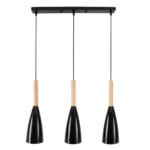 GLOBOSTAR® DILLON 00630 Μοντέρνο Κρεμαστό Φωτιστικό Οροφής με Ντουί 3 x E27 AC 220-240V IP20 - Μαύρο & Μπεζ - Μ54 x Π14 x Υ130cm - Image 4