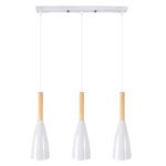 GLOBOSTAR® DILLON 00631 Μοντέρνο Κρεμαστό Φωτιστικό Οροφής με Ντουί 3 x E27 AC 220-240V IP20 - Λευκό & Μπεζ - Μ54 x Π14 x Υ130cm - Image 3