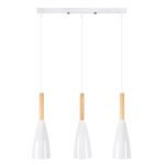 GLOBOSTAR® DILLON 00631 Μοντέρνο Κρεμαστό Φωτιστικό Οροφής με Ντουί 3 x E27 AC 220-240V IP20 - Λευκό & Μπεζ - Μ54 x Π14 x Υ130cm - Image 4