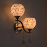 GLOBOSTAR® CANTER 00635 Μοντέρνο Φωτιστικό Τοίχου - Απλίκα με Ντουί 2 x E27 AC 220-240V IP20 - Ασημί & Λευκό - Μ32 x Π15 x Υ40cm - Image 3