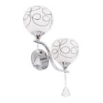 GLOBOSTAR® CANTER 00635 Μοντέρνο Φωτιστικό Τοίχου - Απλίκα με Ντουί 2 x E27 AC 220-240V IP20 - Ασημί & Λευκό - Μ32 x Π15 x Υ40cm - Image 4