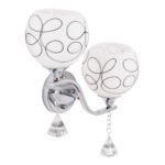 GLOBOSTAR® CANTER 00635 Μοντέρνο Φωτιστικό Τοίχου - Απλίκα με Ντουί 2 x E27 AC 220-240V IP20 - Ασημί & Λευκό - Μ32 x Π15 x Υ40cm - Image 5