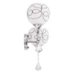 GLOBOSTAR® CANTER 00635 Μοντέρνο Φωτιστικό Τοίχου - Απλίκα με Ντουί 2 x E27 AC 220-240V IP20 - Ασημί & Λευκό - Μ32 x Π15 x Υ40cm - Image 9