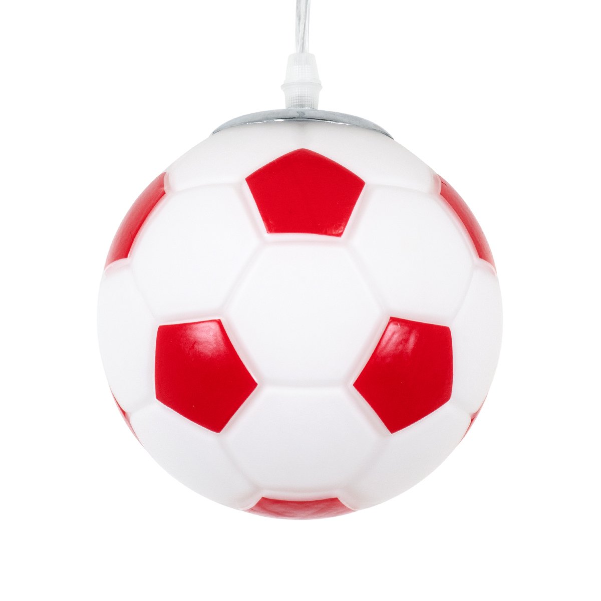 00642_0 GLOBOSTAR® FOOTBALL 00642 Παιδικό Κρεμαστό Φωτιστικό Οροφής με Ντουί 1 x E27 AC 220-240V IP20 - Λευκό & Κόκκινο - Μ15 x Π15 x Y18cm - Image 1