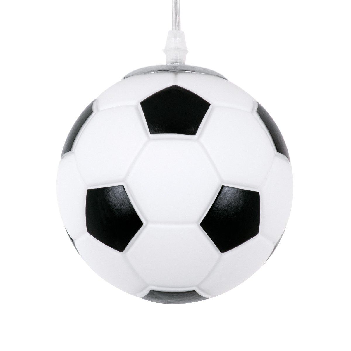 00643_0 GLOBOSTAR® FOOTBALL 00643 Παιδικό Κρεμαστό Φωτιστικό Οροφής με Ντουί 1 x E27 AC 220-240V IP20 - Λευκό & Μαύρο - Μ15 x Π15 x Y18cm - Image 1