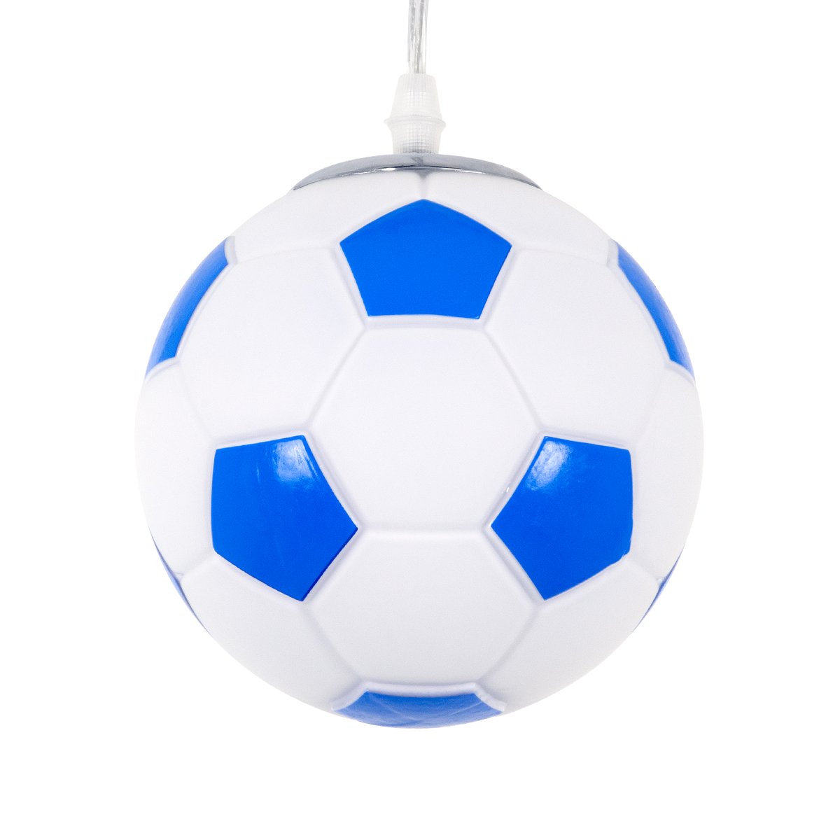 00644_0 GLOBOSTAR® FOOTBALL 00644 Παιδικό Κρεμαστό Φωτιστικό Οροφής με Ντουί 1 x E27 AC 220-240V IP20 - Λευκό & Μπλε - Μ15 x Π15 x Y18cm - Image 1