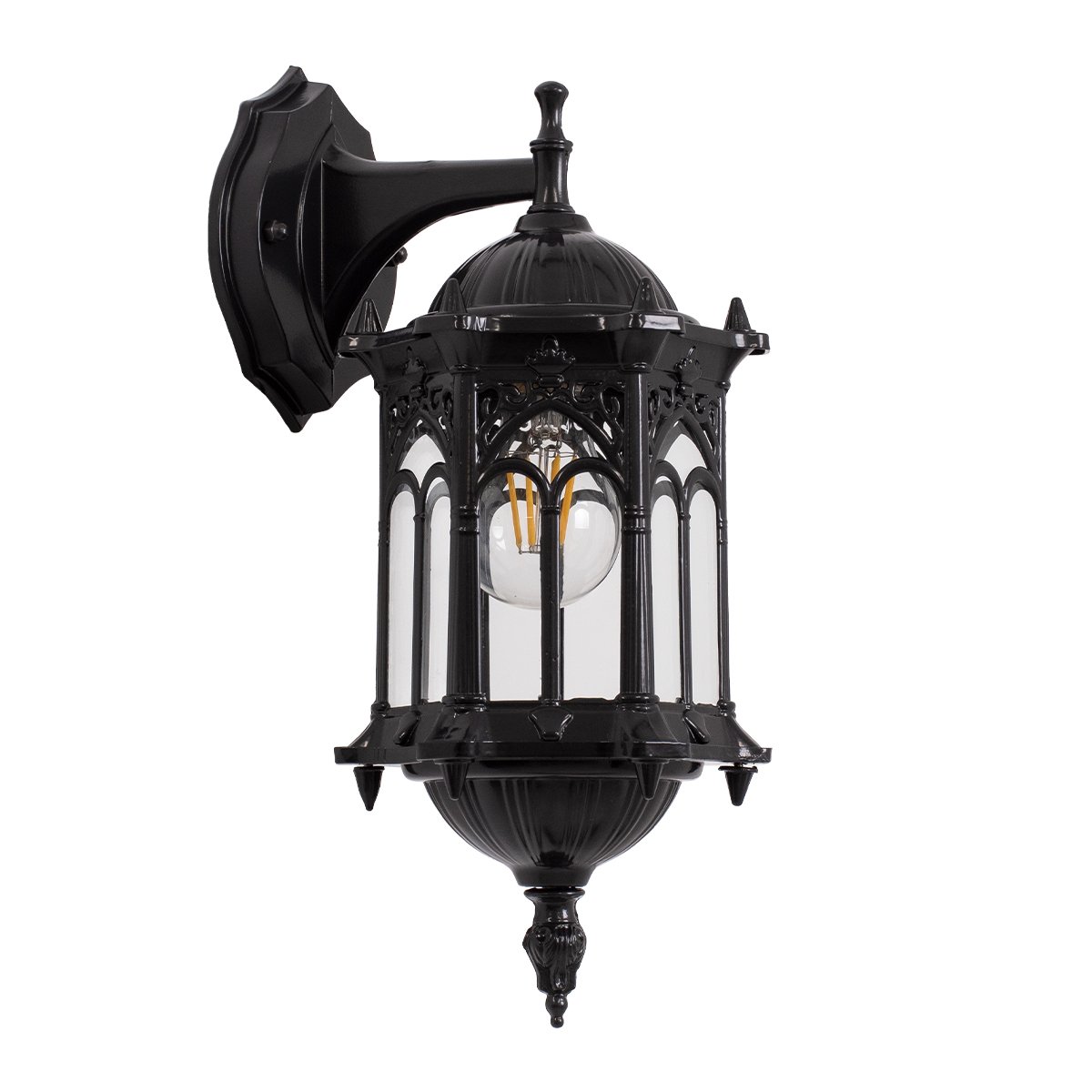 00657_0 GLOBOSTAR® DARCY 00657 Vintage Φωτιστικό Τοίχου - Απλίκα με Ντουί 1 x E27 AC 220-240V IP20 - Μαύρο - Μ15.5 x Π15.5 x Υ34.5cm - Image 1