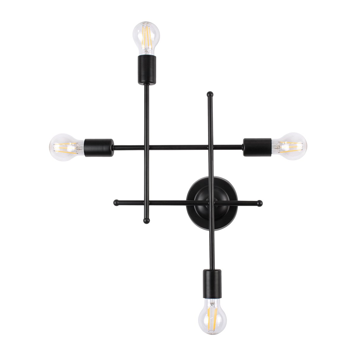 00661_0 GLOBOSTAR® PIPING 00661 Vintage Φωτιστικό Τοίχου - Απλίκα με Ντουί 4 x E27 AC 220-240V IP20 - Μαύρο - Μ40 x Π9 x Υ52cm - Image 1