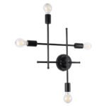 GLOBOSTAR® PIPING 00661 Vintage Φωτιστικό Τοίχου - Απλίκα με Ντουί 4 x E27 AC 220-240V IP20 - Μαύρο - Μ40 x Π9 x Υ52cm - Image 4