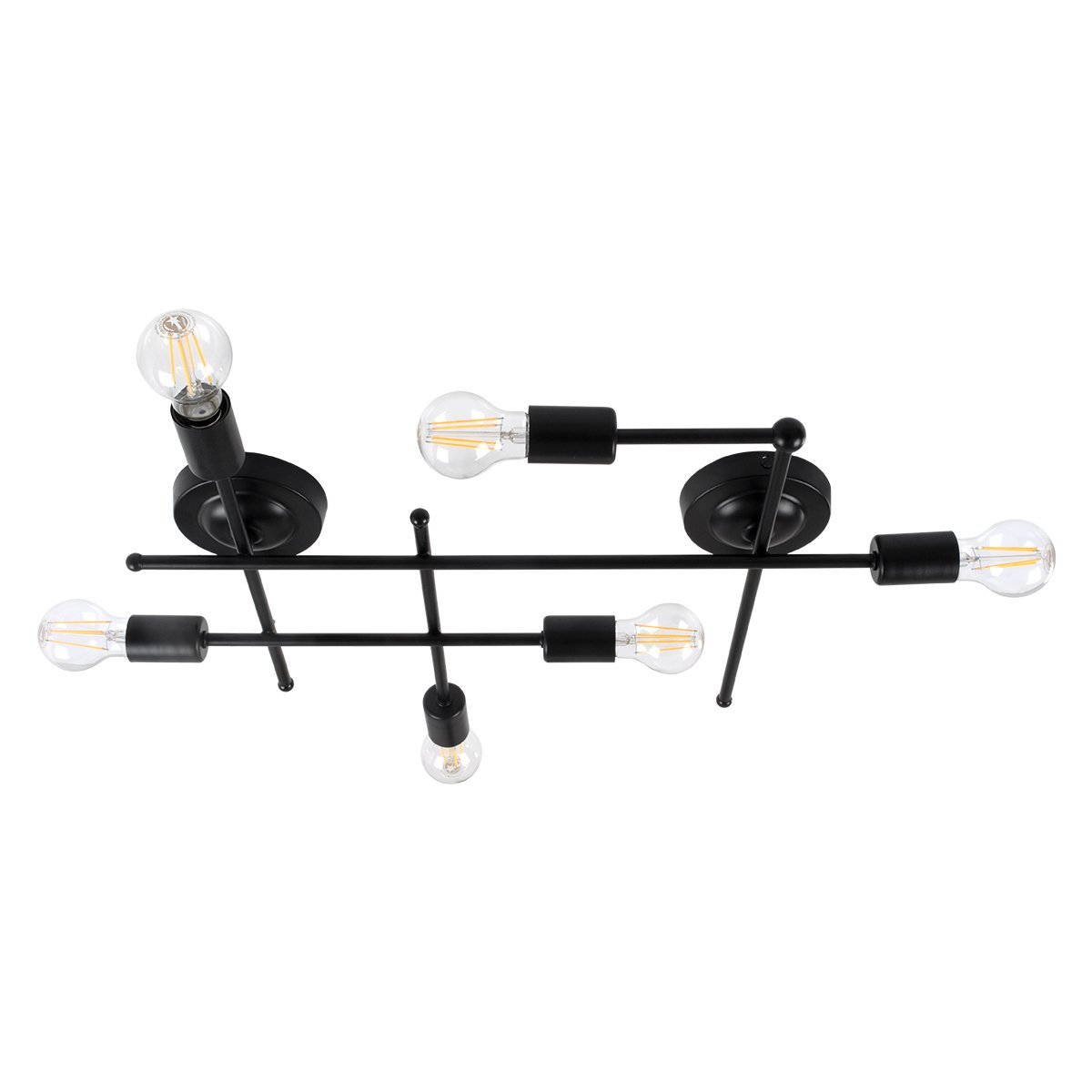 00664_0-1 GLOBOSTAR® PIPING 00664-1 Vintage Φωτιστικό Οροφής με Ντουί 6 x E27 AC 220-240V IP20 - Μαύρο - Μ66 x Π9.5 x Υ49cm - Image 1