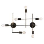 GLOBOSTAR® PIPING 00666 Vintage Φωτιστικό Τοίχου - Απλίκα με Ντουί 6 x E27 AC 220-240V IP20 - Μπρούτζινο - Μ66 x Π9.5 x Υ49cm