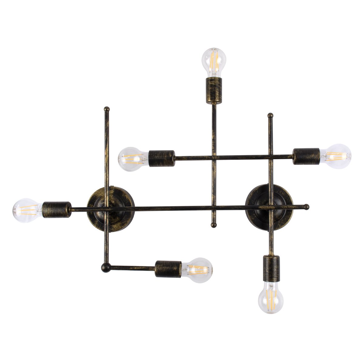 00666_0 GLOBOSTAR® PIPING 00666 Vintage Φωτιστικό Τοίχου - Απλίκα με Ντουί 6 x E27 AC 220-240V IP20 - Μπρούτζινο - Μ66 x Π9.5 x Υ49cm - Image 1