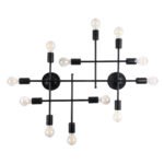 GLOBOSTAR® PIPING 00667 Vintage Φωτιστικό Τοίχου - Απλίκα με Ντουί 12 x E27 AC 220-240V IP20 - Μαύρο - Μ78.5 x Π9.5 x Υ64cm