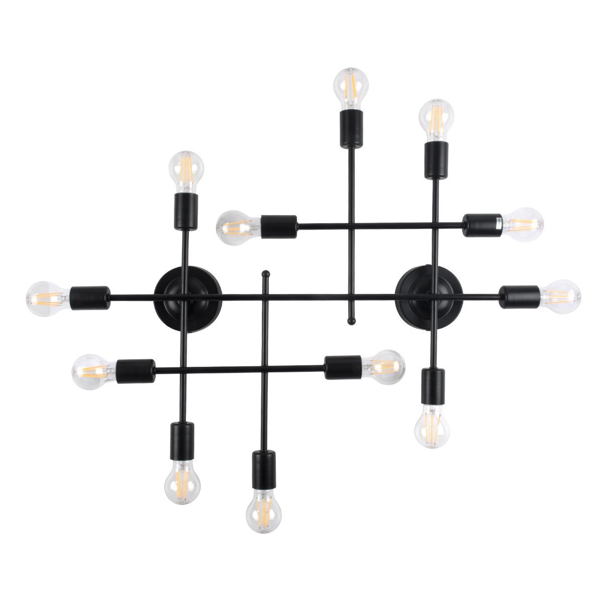 00667_0 GLOBOSTAR® PIPING 00667 Vintage Φωτιστικό Τοίχου - Απλίκα με Ντουί 12 x E27 AC 220-240V IP20 - Μαύρο - Μ78.5 x Π9.5 x Υ64cm - Image 1