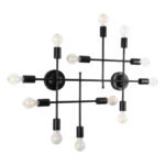 GLOBOSTAR® PIPING 00667-1 Vintage Φωτιστικό Οροφής με Ντουί 12 x E27 AC 220-240V IP20 - Μαύρο - Μ78.5 x Π9.5 x Υ64cm - Image 4