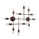 GLOBOSTAR® PIPING 00668 Vintage Φωτιστικό Τοίχου - Απλίκα με Ντουί 12 x E27 AC 220-240V IP20 - Χάλκινο - Μ78.5 x Π9.5 x Υ64cm - Image 4