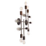 GLOBOSTAR® PIPING 00668 Vintage Φωτιστικό Τοίχου - Απλίκα με Ντουί 12 x E27 AC 220-240V IP20 - Χάλκινο - Μ78.5 x Π9.5 x Υ64cm - Image 5