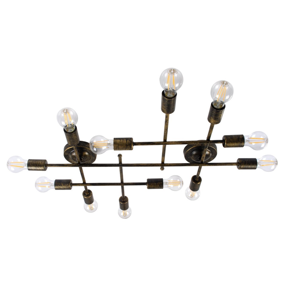 00669_0-1 GLOBOSTAR® PIPING 00669-1 Vintage Φωτιστικό Οροφής με Ντουί 12 x E27 AC 220-240V IP20 - Μπρούτζινο - Μ78.5 x Π9.5 x Υ64cm - Image 1