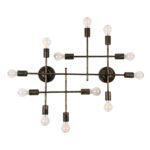 GLOBOSTAR® PIPING 00669 Vintage Φωτιστικό Τοίχου - Απλίκα με Ντουί 12 x E27 AC 220-240V IP20 - Μπρούτζινο - Μ78.5 x Π9.5 x Υ64cm