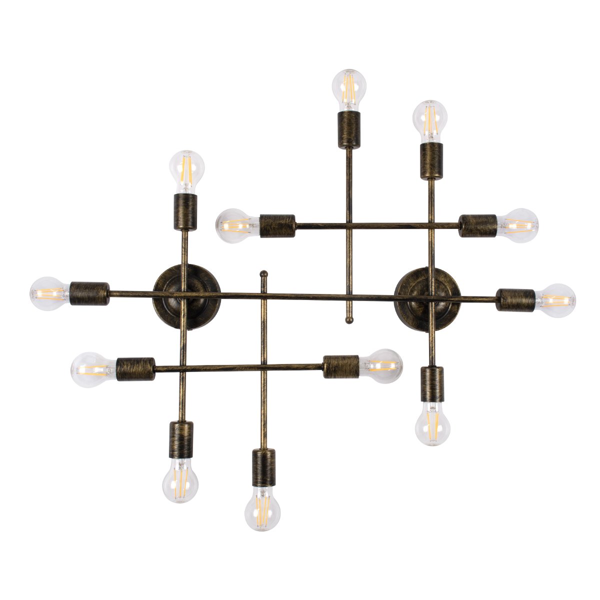 00669_0 GLOBOSTAR® PIPING 00669 Vintage Φωτιστικό Τοίχου - Απλίκα με Ντουί 12 x E27 AC 220-240V IP20 - Μπρούτζινο - Μ78.5 x Π9.5 x Υ64cm - Image 1