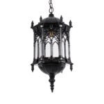 GLOBOSTAR® DARCY 00672 Vintage Κρεμαστό Φωτιστικό Οροφής με Ντουί 1 x E27 AC 220-240V IP20 - Μαύρο & Διάφανο - Μ35 x Π35 x Υ61cm - Image 7