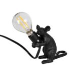 GLOBOSTAR® MOUSE 00678 Vintage Επιτραπέζιο Φωτιστικό Πορτατίφ με Ντουί 1 x E12 AC 220-240V IP20 - Μαύρο - Μ12 x Π4 x Υ10cm