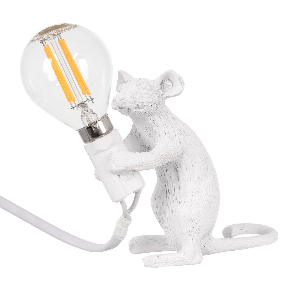 00679_0 GLOBOSTAR® MOUSE 00679 Vintage Επιτραπέζιο Φωτιστικό Πορτατίφ με Ντουί 1 x E12 AC 220-240V IP20 - Λευκό - Μ12 x Π4 x Υ10cm - Image 1