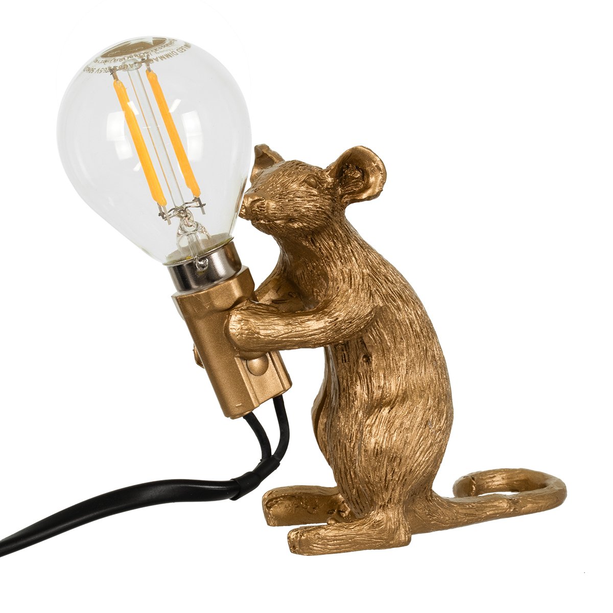 00680_0 GLOBOSTAR® MOUSE 00680 Vintage Επιτραπέζιο Φωτιστικό Πορτατίφ με Ντουί 1 x E12 AC 220-240V IP20 - Χρυσό - Μ12 x Π4 x Υ10cm - Image 1