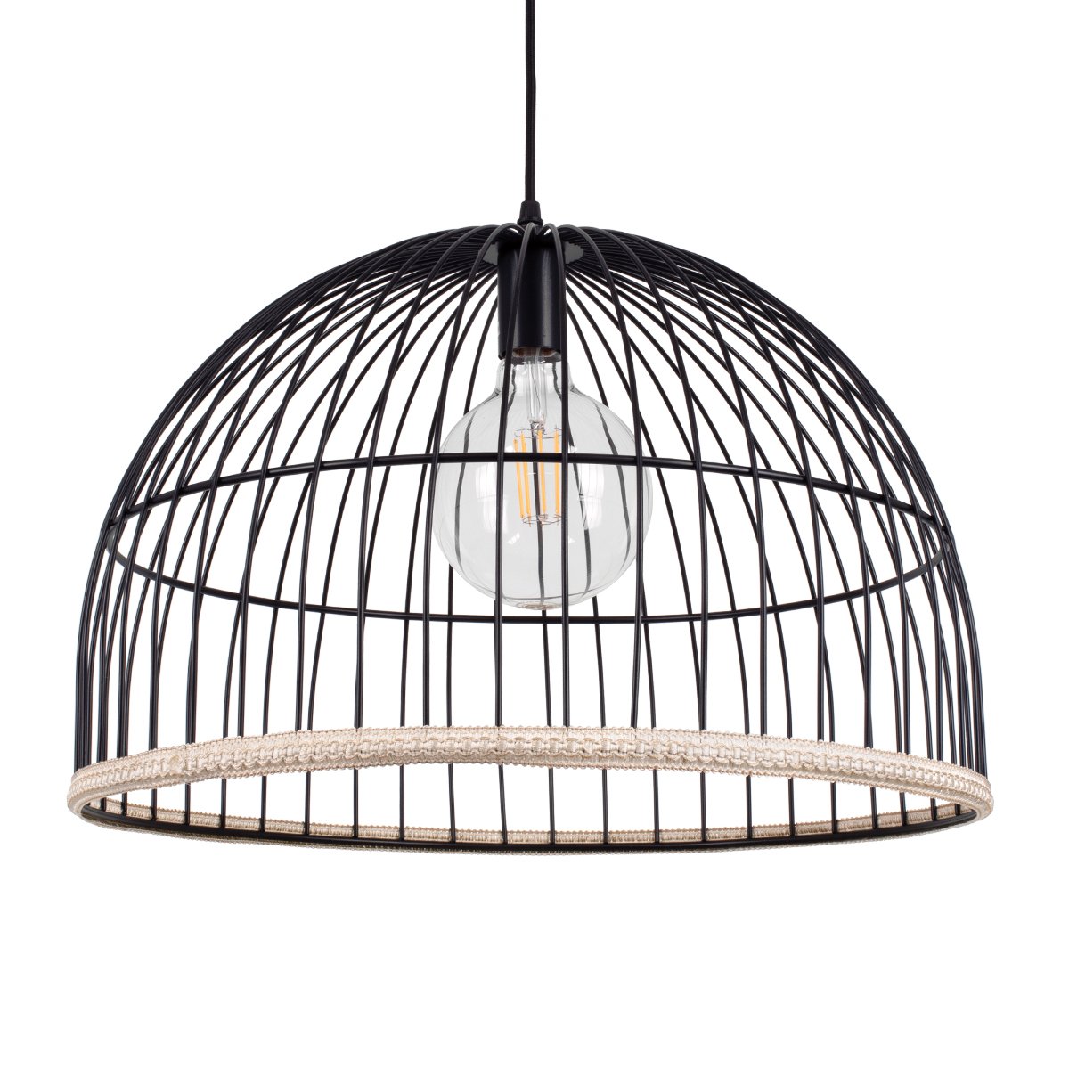 00681_0 GLOBOSTAR® NEVIS 00681 Μοντέρνο Κρεμαστό Φωτιστικό Οροφής με Ντουί 1 x E27 AC 220-240V IP20 - Μαύρο & Μπεζ - Μ49 x Π49 x Υ34.5cm - Image 1