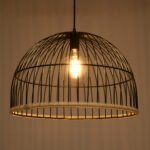 GLOBOSTAR® NEVIS 00681 Μοντέρνο Κρεμαστό Φωτιστικό Οροφής με Ντουί 1 x E27 AC 220-240V IP20 - Μαύρο & Μπεζ - Μ49 x Π49 x Υ34.5cm - Image 3