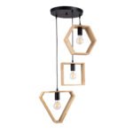 GLOBOSTAR® ELISE 00683 Μοντέρνο Κρεμαστό Φωτιστικό Οροφής με Ντουί 3 x E27 AC 220-240V IP20 - Μπεζ & Μαύρο - Μ55 x Π55 x Υ130cm - Image 3