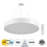 GLOBOSTAR® BURTON 61203-P Μοντέρνο Κρεμαστό Φωτιστικό Οροφής LED 75W 8625lm 120° AC 220-240V IP20 Ρυθμιζόμενο Λευκό CCT με Χειριστήριο από 2700K έως 6000K Dimmable - Lumileds SMD Chip - Λευκό Ματ - Μ60 x Π60 x Υ8cm - 3 Χρόνια Εγγύηση - Image 2