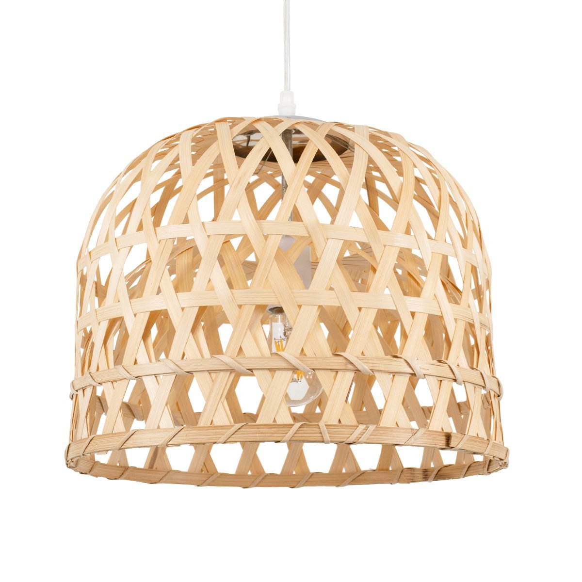 00715_0 GLOBOSTAR® MANGEA 00715 Boho Κρεμαστό Φωτιστικό Οροφής με Ντουί 1 x E27 AC 220-240V IP20 - Μπεζ - Μ35 x Π35 x Υ22cm - Image 1