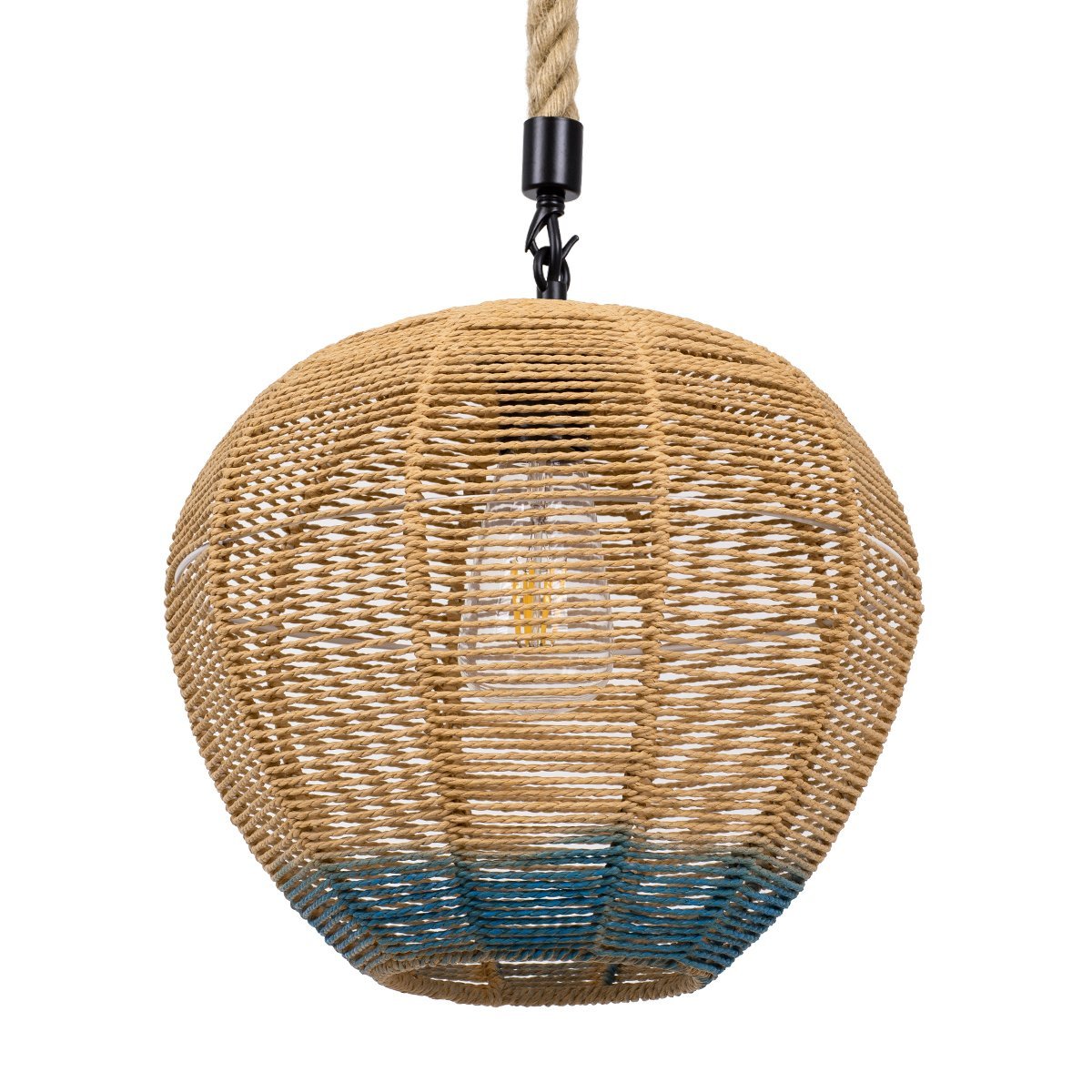 00726_0 GLOBOSTAR® SIMON 00726 Boho Κρεμαστό Φωτιστικό Οροφής με Ντουί 1 x E27 AC 220-240V IP20 - Μπεζ & Μπλε - Μ30 x Π30 x Υ30cm - Image 1