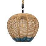 GLOBOSTAR® SIMON 00726 Boho Κρεμαστό Φωτιστικό Οροφής με Ντουί 1 x E27 AC 220-240V IP20 - Μπεζ & Μπλε - Μ30 x Π30 x Υ30cm - Image 6