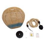 GLOBOSTAR® SIMON 00726 Boho Κρεμαστό Φωτιστικό Οροφής με Ντουί 1 x E27 AC 220-240V IP20 - Μπεζ & Μπλε - Μ30 x Π30 x Υ30cm - Image 9