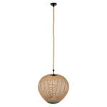 GLOBOSTAR® SIMON 00727 Boho Κρεμαστό Φωτιστικό Οροφής με Ντουί 1 x E27 AC 220-240V IP20 - Μπεζ & Μπλε - Μ50 x Π50 x Y47cm - Image 5