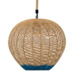 GLOBOSTAR® SIMON 00727 Boho Κρεμαστό Φωτιστικό Οροφής με Ντουί 1 x E27 AC 220-240V IP20 - Μπεζ & Μπλε - Μ50 x Π50 x Y47cm - Image 6