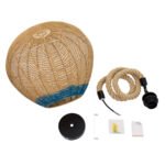 GLOBOSTAR® SIMON 00727 Boho Κρεμαστό Φωτιστικό Οροφής με Ντουί 1 x E27 AC 220-240V IP20 - Μπεζ & Μπλε - Μ50 x Π50 x Y47cm - Image 9