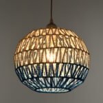 GLOBOSTAR® SANTOR 00728 Boho Κρεμαστό Φωτιστικό Οροφής με Ντουί 1 x E27 AC 220-240V IP20 - Λευκό & Μπλε - Μ30 x Π30 x Υ30cm - Image 3