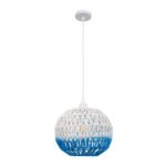 GLOBOSTAR® SANTOR 00728 Boho Κρεμαστό Φωτιστικό Οροφής με Ντουί 1 x E27 AC 220-240V IP20 - Λευκό & Μπλε - Μ30 x Π30 x Υ30cm - Image 4