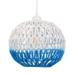 GLOBOSTAR® SANTOR 00728 Boho Κρεμαστό Φωτιστικό Οροφής με Ντουί 1 x E27 AC 220-240V IP20 - Λευκό & Μπλε - Μ30 x Π30 x Υ30cm - Image 5