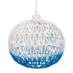 GLOBOSTAR® SANTOR 00728 Boho Κρεμαστό Φωτιστικό Οροφής με Ντουί 1 x E27 AC 220-240V IP20 - Λευκό & Μπλε - Μ30 x Π30 x Υ30cm - Image 6