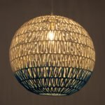 GLOBOSTAR® SANTOR 00729 Boho Κρεμαστό Φωτιστικό Οροφής με Ντουί 1 x E27 AC 220-240V IP20 - Λευκό & Μπλε - Μ50 x Π50 x Y50cm - Image 3