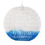 GLOBOSTAR® SANTOR 00729 Boho Κρεμαστό Φωτιστικό Οροφής με Ντουί 1 x E27 AC 220-240V IP20 - Λευκό & Μπλε - Μ50 x Π50 x Y50cm - Image 5
