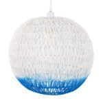 GLOBOSTAR® SANTOR 00729 Boho Κρεμαστό Φωτιστικό Οροφής με Ντουί 1 x E27 AC 220-240V IP20 - Λευκό & Μπλε - Μ50 x Π50 x Y50cm - Image 6